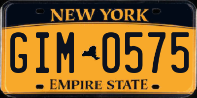 NY license plate GIM0575