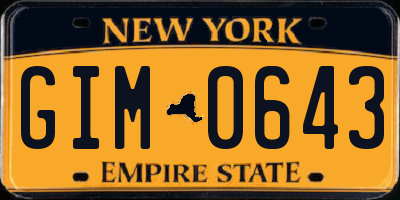 NY license plate GIM0643