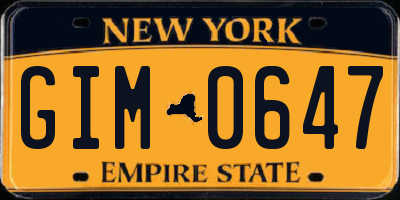 NY license plate GIM0647