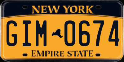NY license plate GIM0674