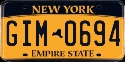 NY license plate GIM0694