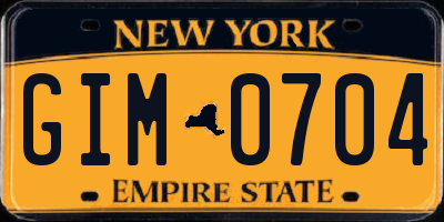 NY license plate GIM0704