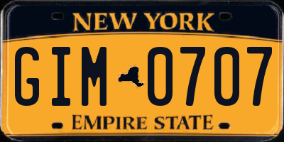 NY license plate GIM0707