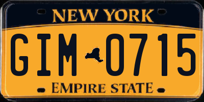 NY license plate GIM0715