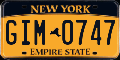 NY license plate GIM0747