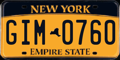 NY license plate GIM0760