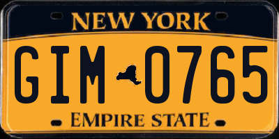 NY license plate GIM0765