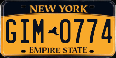 NY license plate GIM0774