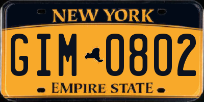 NY license plate GIM0802