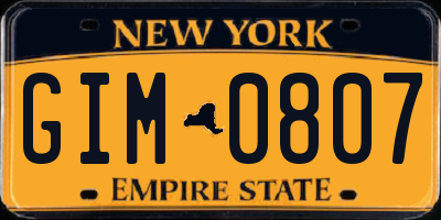 NY license plate GIM0807