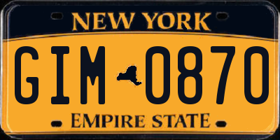 NY license plate GIM0870