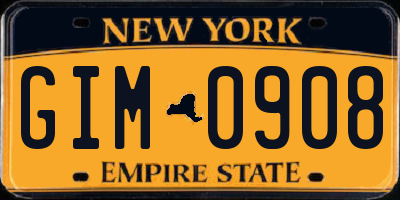 NY license plate GIM0908