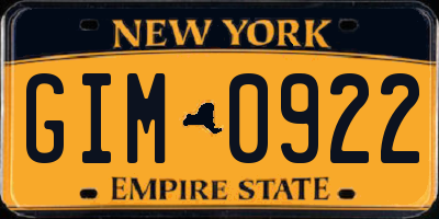 NY license plate GIM0922