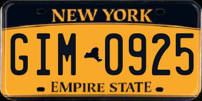 NY license plate GIM0925