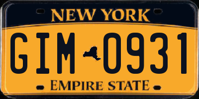 NY license plate GIM0931