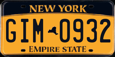 NY license plate GIM0932