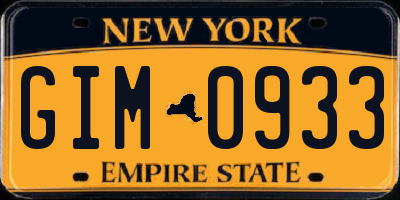NY license plate GIM0933