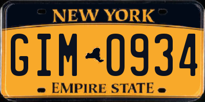 NY license plate GIM0934