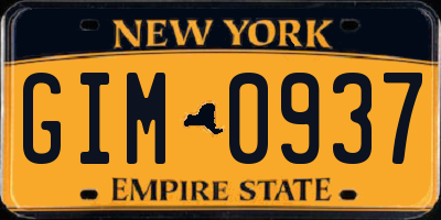 NY license plate GIM0937