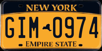 NY license plate GIM0974