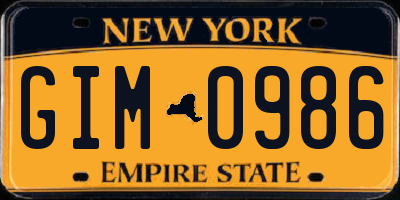 NY license plate GIM0986