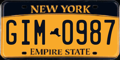 NY license plate GIM0987