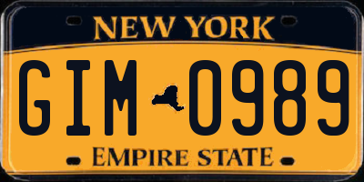 NY license plate GIM0989