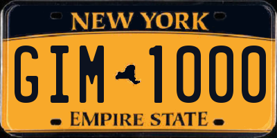NY license plate GIM1000
