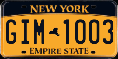 NY license plate GIM1003