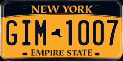 NY license plate GIM1007