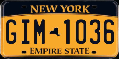 NY license plate GIM1036