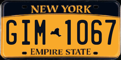 NY license plate GIM1067