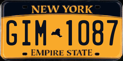 NY license plate GIM1087
