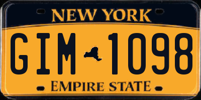 NY license plate GIM1098