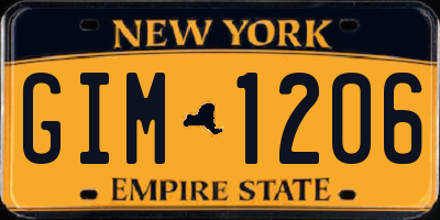 NY license plate GIM1206