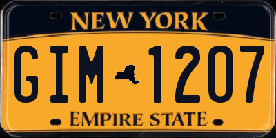 NY license plate GIM1207