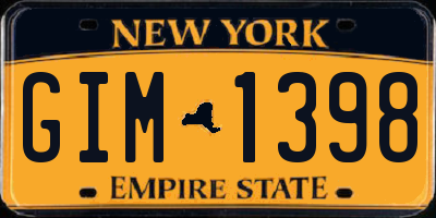 NY license plate GIM1398