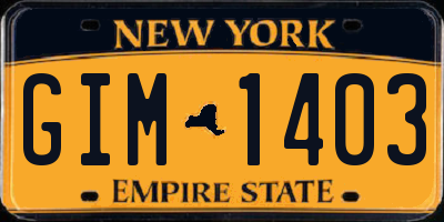 NY license plate GIM1403
