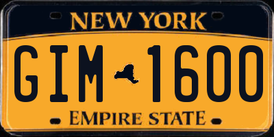 NY license plate GIM1600