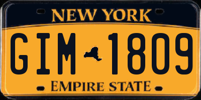 NY license plate GIM1809
