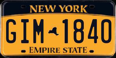 NY license plate GIM1840