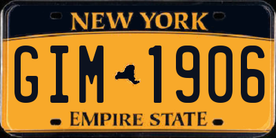 NY license plate GIM1906