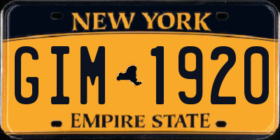 NY license plate GIM1920