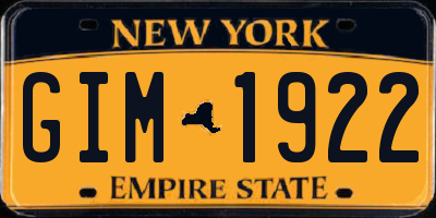 NY license plate GIM1922
