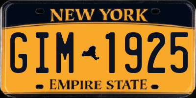 NY license plate GIM1925