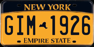 NY license plate GIM1926