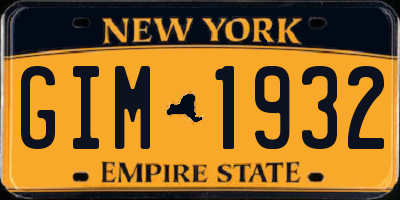 NY license plate GIM1932
