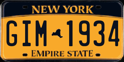 NY license plate GIM1934
