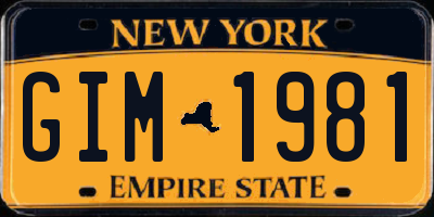NY license plate GIM1981
