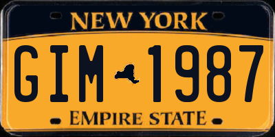NY license plate GIM1987